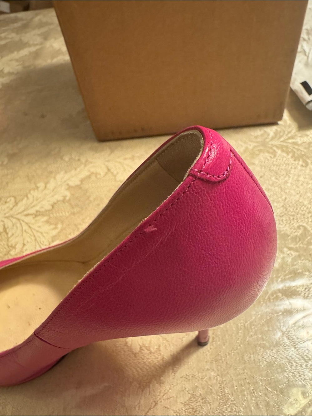 Breathtaking auth Jimmy Choo Hot Pink Leather Pointed Toe Pumps Heels 37.5 + COA - Picture 5 of 9